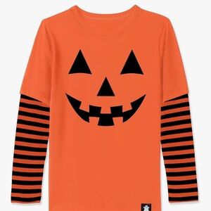 Orange Pumpkin Kids Shirt with Black Stripes